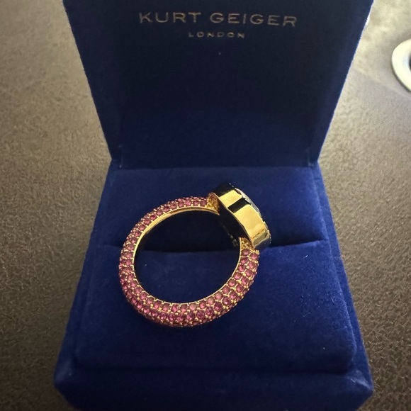 Kurt Geiger London Pink Heart-Shaped Multicolor Gemstone Ring - Picture 3 of 7